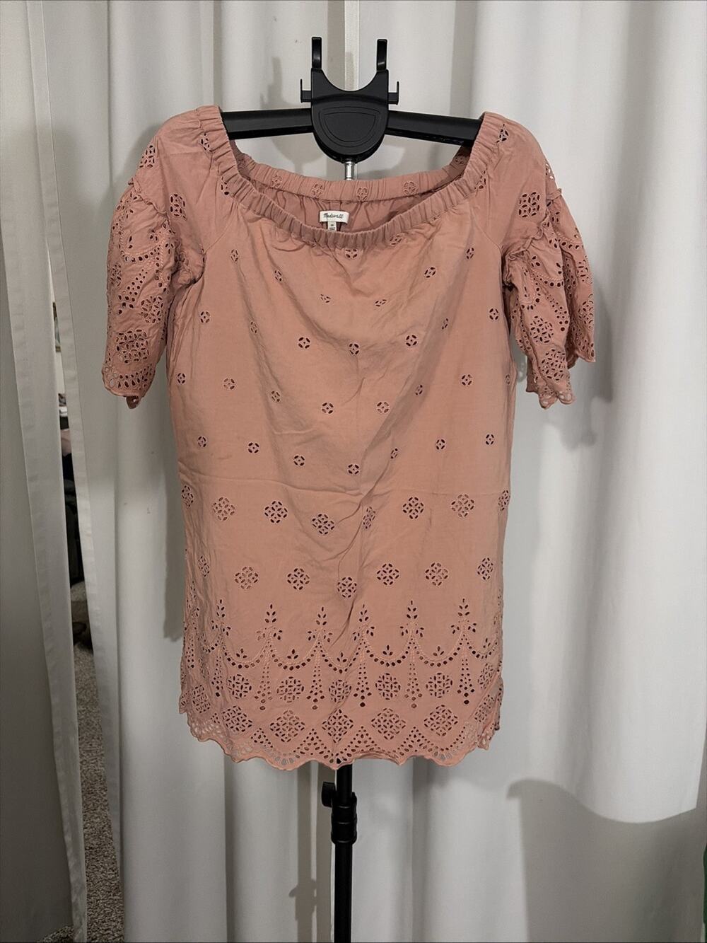 Blush Colored Off The Shoulders Dress With Eyelet Design. Sz 10 By Madewell